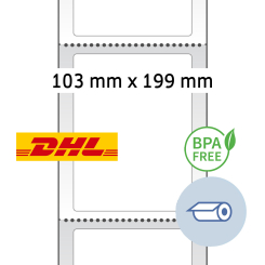HERMA DHL shipping labels, 58301, thermo eco white, perf., 103x199 mm, 800 labels/roll/min 8 roll thumbnail
