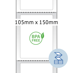 HERMA Thermo labels fanfolded, 58505, paper thermo eco, white, 105x150mm, 1.000 labels/pack thumbnail