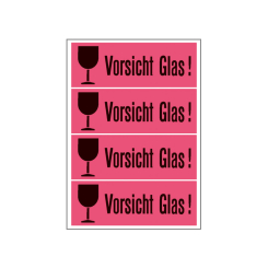 HERMA Versandzettel VORSICHT GLAS, 6750, Papier leuchtrot, 118x39 mm, 250 Blatt/1.000 Etiketten thumbnail