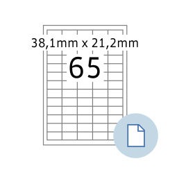 HERMA Blattetiketten A4, 8697, Papier weiß 38,1x21,2 mm, 100 Bl./6.500 Etik./Liefereinheit 10 Pack. thumbnail