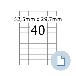 HERMA Blattetiketten A4, 8698, Papier weiß 52,5x29,7 mm, 100 Bl./4.000 Etik./Liefereinheit 10 Pack. thumbnail