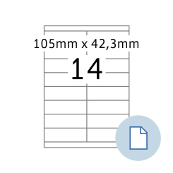 HERMA Blattetiketten A4, 8714, Papier weiß 105x42,3 mm, 100 Bl./1.400 Etik./Liefereinheit 10 Pack. thumbnail