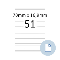 HERMA Blattetiketten A4, 8779, Papier weiß 70x16,9mm, 100 Blatt/5.100 Etik./Liefereinheit 10 Pack. thumbnail