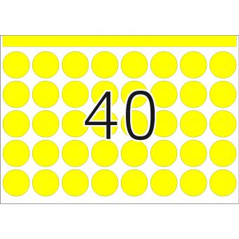 HERMA labels for printing presses DP1, 2741, paper yellow, Ø 19 mm, 252 sheets/10.000 labels 