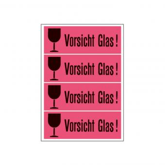 HERMA Caution label VORSICHT GLAS, 6750, paper luminous red, 118x39 mm, 250 sheets/1.000 labels 