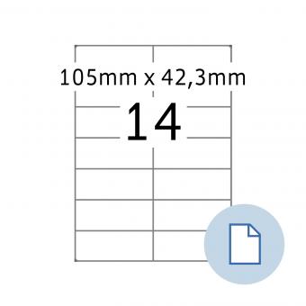 HERMA Labels on A4 sheets, 8414, paper white, 105x42,3 mm, 500 sheets/7.000 labels 