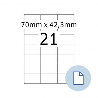 HERMA Labels on A4 sheets, 8421, paper white, 70x42,3 mm, 500 sheets/10.500 labels 