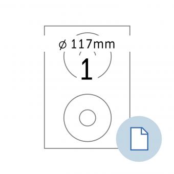HERMA Labels on A4 sheets, 8696, CD label white, 117 mm, 100 sheets/200 labels/min.10 pack 
