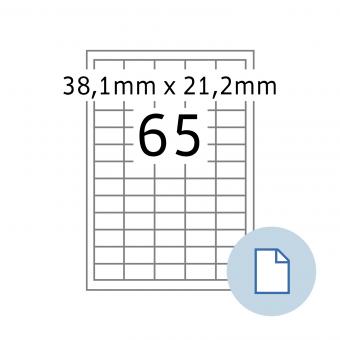 HERMA Labels on A4 sheets, 8697, paper white, 38,1x21,2 mm, 100 sheets/6.500 labels/min.10 pack 