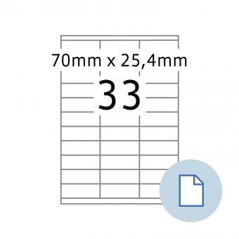 HERMA Labels on A4 sheets, 8702, paper white, 70x25,4mm, 100 sheets/3.300 labels/min.10 pack 
