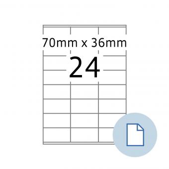 HERMA Labels on A4 sheets, 8705, paper white, 70x36 mm, 100 sheets/2.400 labels/min.10 pack 