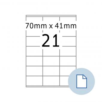 HERMA Labels on A4 sheets, 8707, paper white, 70x41mm, 100 sheets/2.100 labels/min.10 pack 