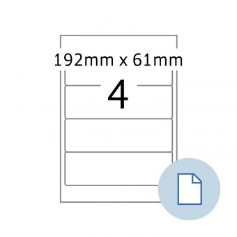 HERMA Labels on A4 sheets, 8722, file label white, 192x61 mm, 100 sheets/400 labels/min.10 pack 
