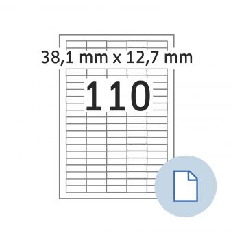 HERMA Labels on A4 sheets, 8727, paper white 38,1x12,7mm, 100 sheets/11.000 labels/min. 10 pack 
