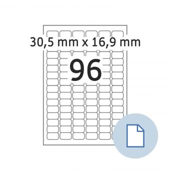 HERMA Labels on A4 sheets, 8728, paper white 30,5x16,9mm, 100 sheets/9.600 labels/min. 10 pack 