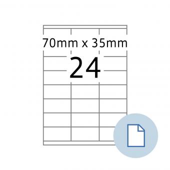 HERMA Labels on A4 sheets, 8737, paper white, 70x35mm, 100 sheets/2.400 labels/min.10 pack 