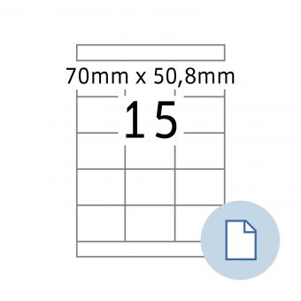 HERMA Labels on A4 sheets, 8738, paper white, 70x50,8mm, 100 sheets/1.500 labels/min.10 pack 