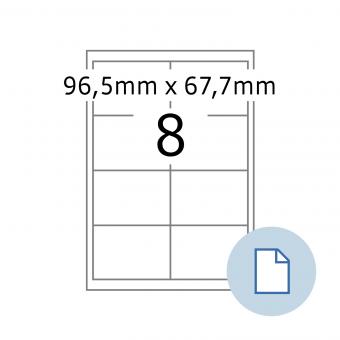 HERMA Labels on A4 sheets, 8739, paper white, 96,5x67,7mm, 100 sheets/800 labels/min.10 pack 