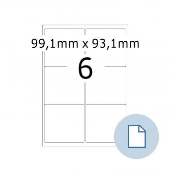 HERMA Labels on A4 sheets, 8776, paper white 99,1x93,1mm100 sheets/600 labels/min. 10 pack 