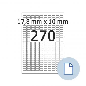 HERMA Labels on A4 sheets, 8790, paper white 17,8x10mm, 100 sheets/27.000 labels/min. 10 pack 