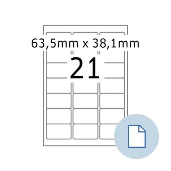 HERMA Labels on A4 sheets, 8417, paper white, 63,5x38,1 mm, 500 sheets/10.500 labels 