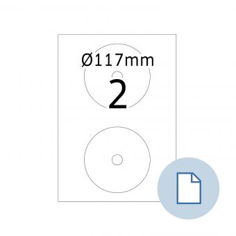 HERMA Labels on A4 sheets, 8656, paper white CD label100 sheets/200 labels/min. 10 pack 