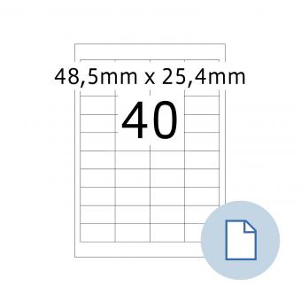 HERMA Labels on A4 sheets, 8658, paper white 48,5x25,4mm100 sheets/4.000 labels/min. 10 pack 