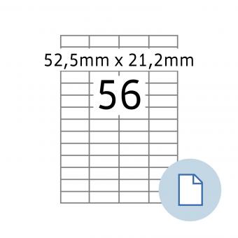 HERMA Labels on A4 sheets, 8700, paper white, 52,5x21,2mm, 100 sheets/5.600 labels/min.10 pack 