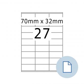 HERMA Labels on A4 sheets, 8704, paper white, 70x32 mm, 100 sheets/2.700 labels/min.10 pack 