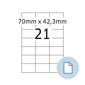 HERMA Labels on A4 sheets, 8708, paper white, 70x42,3 mm, 100 sheets/2.100 labels/min.10 pack 