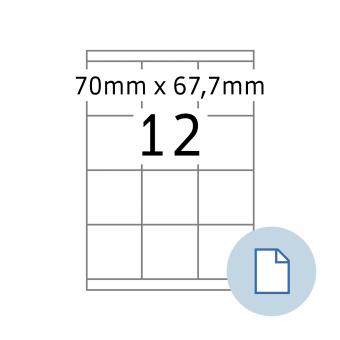 HERMA Labels on A4 sheets, 8709, paper white, 70x67,7mm, 100 sheets/1.200 labels/min.10 pack 