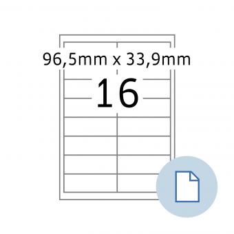 HERMA Labels on A4 sheets, 8710, paper white, 96,5x33,9mm, 100 sheets/1.600 labels/min.10 pack 