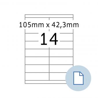 HERMA Labels on A4 sheets, 8714, paper white, 105x42,3 mm, 100 sheets/1.400 labels/min.10 pack 