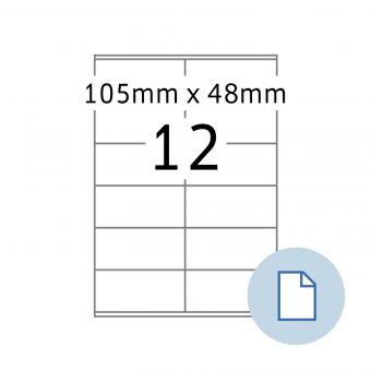 HERMA Labels on A4 sheets, 8715, paper white, 105x48 mm, 100 sheets/1.200 labels/min.10 pack 