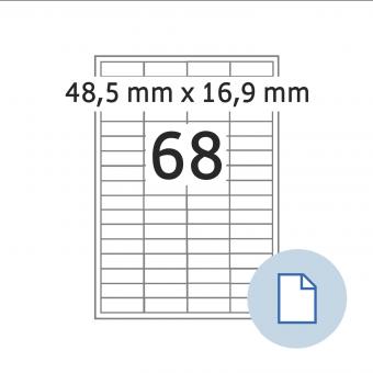 HERMA Labels on A4 sheets, 8729, paper white 48,5x16,9mm, 100 sheets/6.800 labels/min. 10 pack 