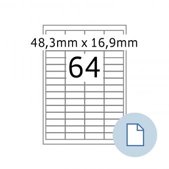 HERMA Labels on A4 sheets, 8730, paper white, 48,3x16,9mm, 100 sheets/6.400 labels/min.10 pack 