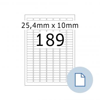 HERMA Labels on A4 sheets, 8780, paper white 25,4x10mm100 sheets/18.900 labels/min. 10 pack 