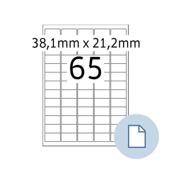 HERMA Labels on A4 sheets, 8781, paper white 38,1x21,2mm100 sheets/6.500 labels/min. 10 pack 