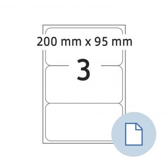 HERMA Labels on A4 sheets, 8793, paper white 200x95mm, 100 sheets/300 labels/min. 10 pack 